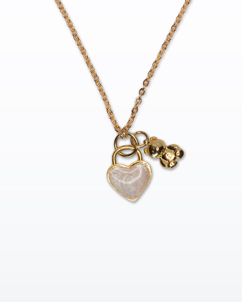 Pretty Little Baby – Collana oro con cuore e orsetto